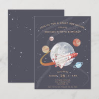 Invitación al cumpleaños de Budget Space Adventure