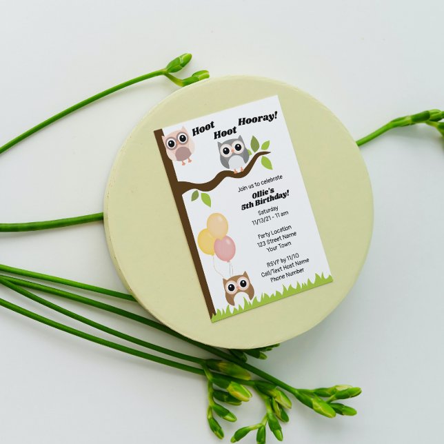 Invitación al cumpleaños de búho cute (Subido por el creador)