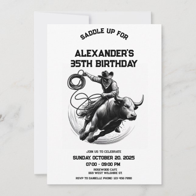 Invitación al cumpleaños de Bull Rodeo, cumpleaños (Anverso)