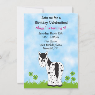 Invitación al cumpleaños de Caballo de Appaloosa ~
