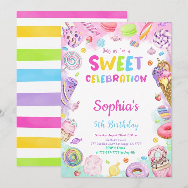 Invitación al cumpleaños de Candy (Anverso / Reverso)