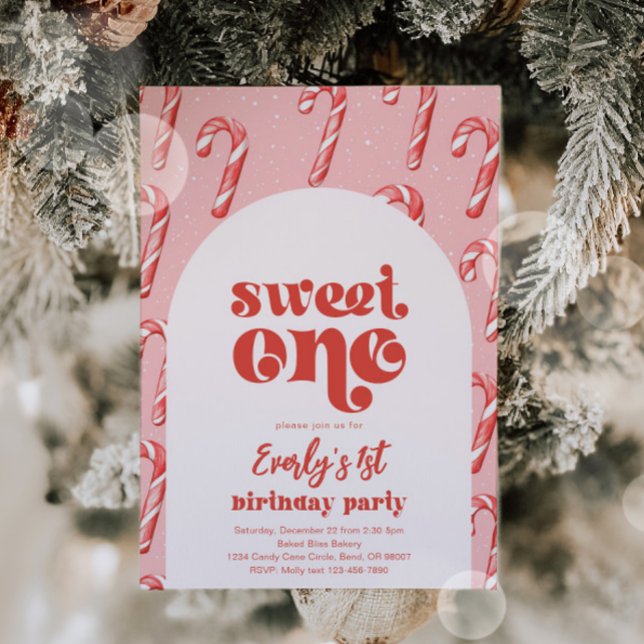 Invitación al cumpleaños de Candy Cane Sweet One (Subido por el creador)