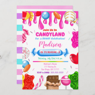 Invitación al cumpleaños de Candy Land