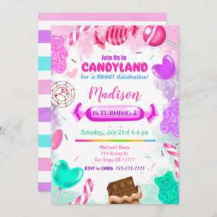 Invitación al cumpleaños de Candy Land