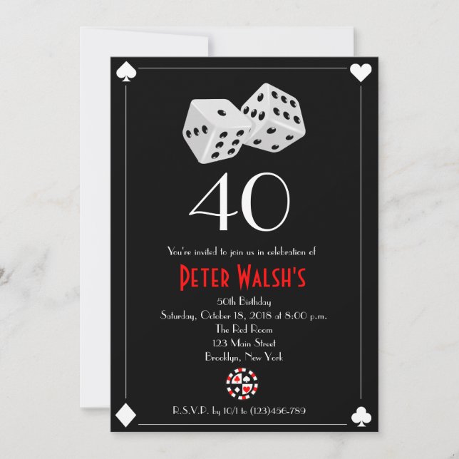Invitación al cumpleaños de Casino Las Vegas (Anverso)