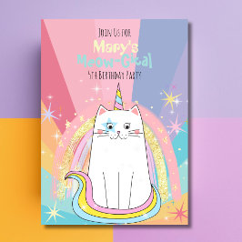 Invitación al cumpleaños de Caticorn Meow-Gical