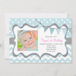 Invitación al cumpleaños de Chevron and Dots Penda