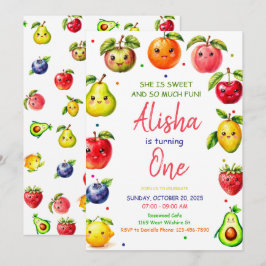 Invitación al cumpleaños de chica Cute Fruit, Fies