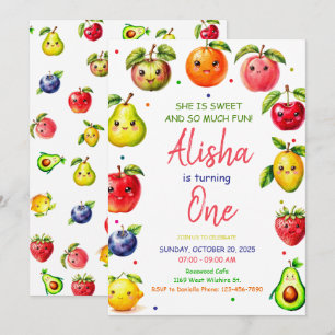 Invitación al cumpleaños de chica Cute Fruit, Fies