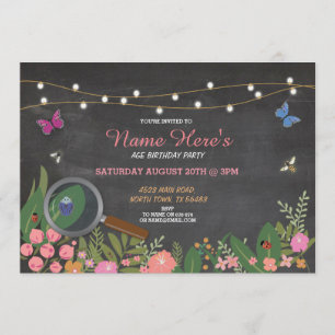 Invitación al cumpleaños de chica Garden Bug Hunt 