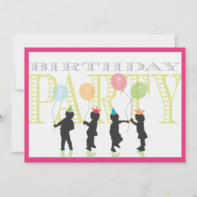 Invitación al cumpleaños de Chicas gemelos - Rosa (Anverso)