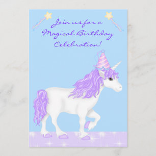 Invitación al cumpleaños de Chicas unicornios blan