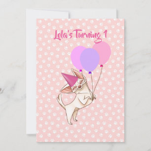 Invitación al cumpleaños de Chihuahua, niña bebé r