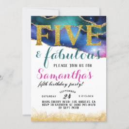 Invitación al cumpleaños de cinco y fabulosos Chic