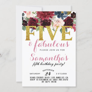 Invitación al cumpleaños de cinco y fabulosos Chic