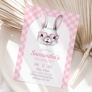 Invitación al cumpleaños de conejo de Pascua o caz