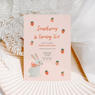 Invitación al cumpleaños de Conejo y Fresa