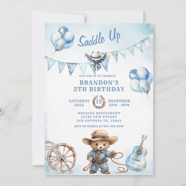 Invitación al cumpleaños de Country Western Boy Co (Anverso)