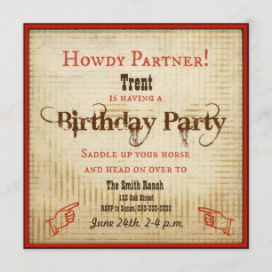Invitación al cumpleaños de Cowboy