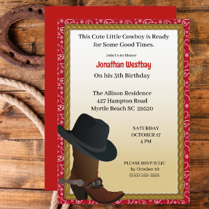 Invitación al cumpleaños de Cowboy