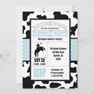 Invitación al cumpleaños de Cowboy Piel de vaca az