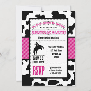Invitación al cumpleaños de Cowboy, Piel de vaca r