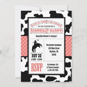 Invitación al cumpleaños de Cowboy Piel de vaca Ro