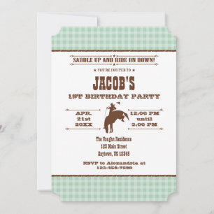 Invitación al cumpleaños de Cowboy Rodeo de Mint G