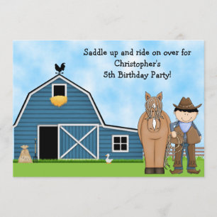 Invitación al cumpleaños de Cowboy y equinos