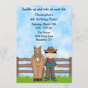 Invitación al cumpleaños de Cowboy y Horse