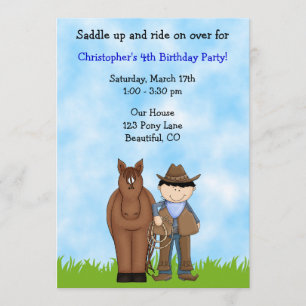 Invitación al cumpleaños de Cowboy y Horse