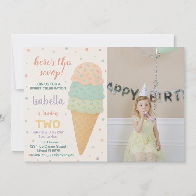Invitación al cumpleaños de Crema de Hielo Editabl (Anverso)