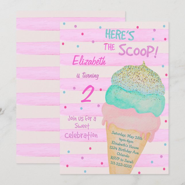 Invitación al cumpleaños de Crema de Hielo Purpuri (Anverso / Reverso)