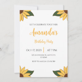 Invitación al cumpleaños de Cualquier Edad Sunflow