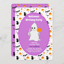 Invitación al cumpleaños de Cute Baby Ghost Hallow