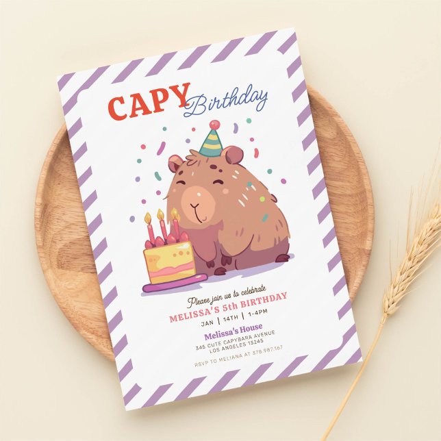 Invitación al cumpleaños de Cute Capybara (Subido por el creador)