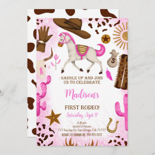 Invitación al cumpleaños de Cute Cowgirl