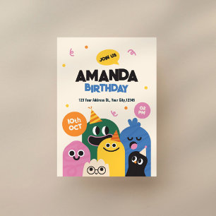 Invitación al cumpleaños de Cute Doodle divertida