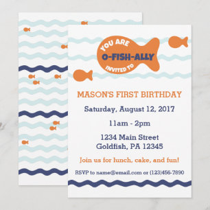 Invitación al cumpleaños de Cute Goldfish