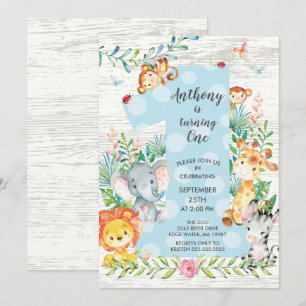 Invitación al cumpleaños de Cute Jungle Big One Bo