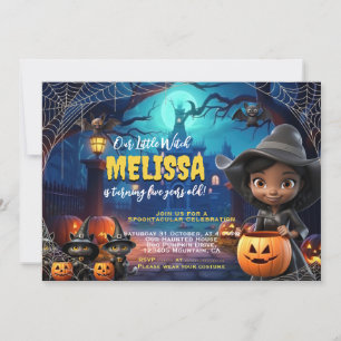Invitación al cumpleaños de Cute Little Witch Spoo