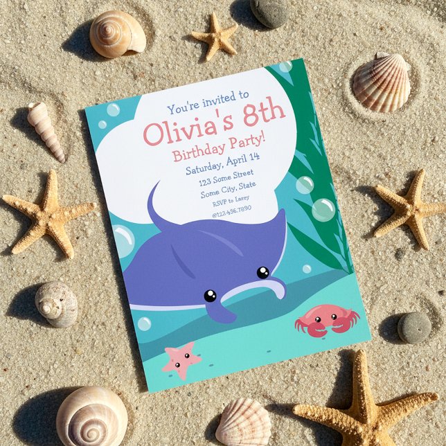 Invitación al cumpleaños de Cute Manta (Subido por el creador)