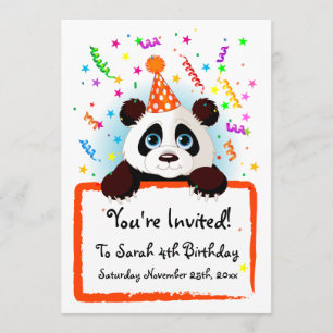Invitación al cumpleaños de Cute Panda