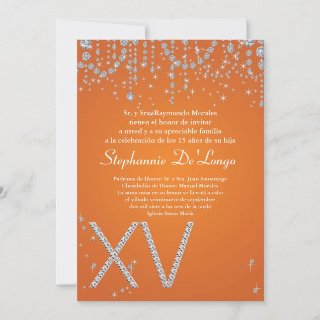 Invitación al cumpleaños de Diamond Quinceanera, N (Anverso)
