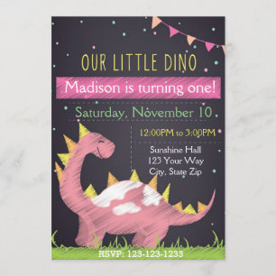 Invitación al cumpleaños de Dino (chica)