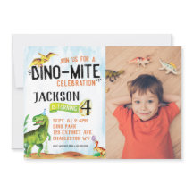 Invitación al cumpleaños de Dino-Mite Photo Dinosa