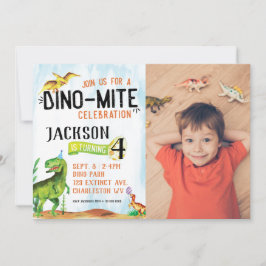 Invitación al cumpleaños de Dino-Mite Photo Dinosa
