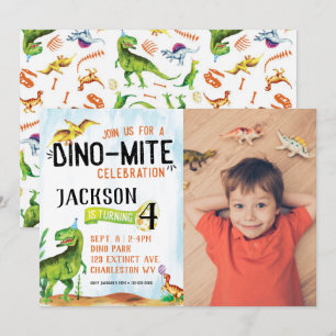 Invitación al cumpleaños de Dino-Mite Photo Dinosa