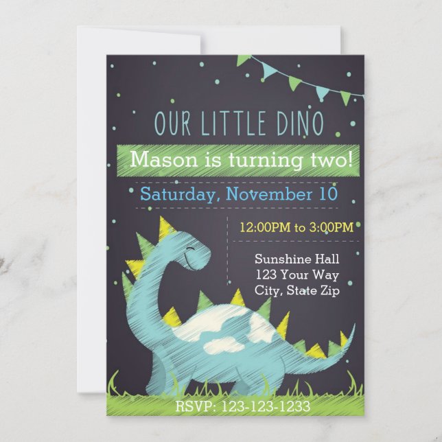 Invitación al cumpleaños de Dino (niño) (Anverso)