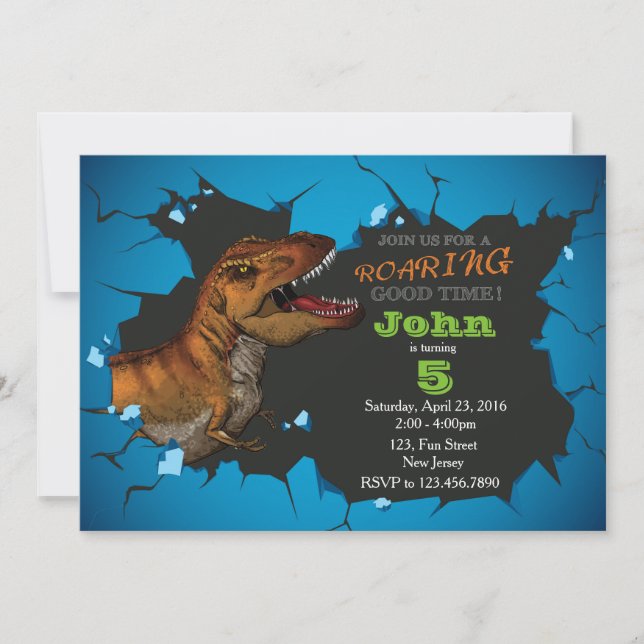 Invitación al cumpleaños de Dinosaur (Anverso)